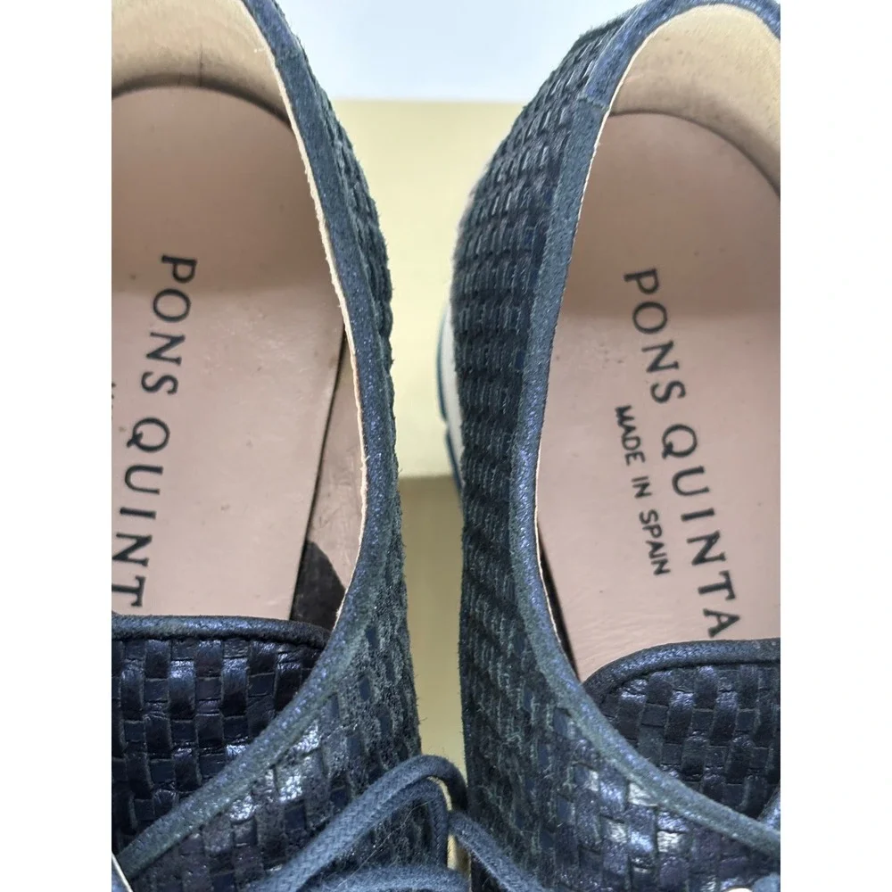 Pons Quintana Shoes Espadrille Women Size‎ 36 / 6 Blue Metallic Oxford Platform